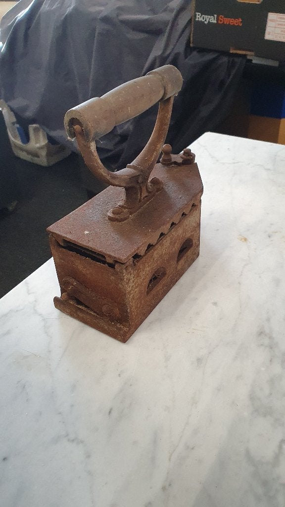antiek Strijkijzer antiek 1830 f Cross Jr hall a, Antiek en Kunst, Ophalen of Verzenden