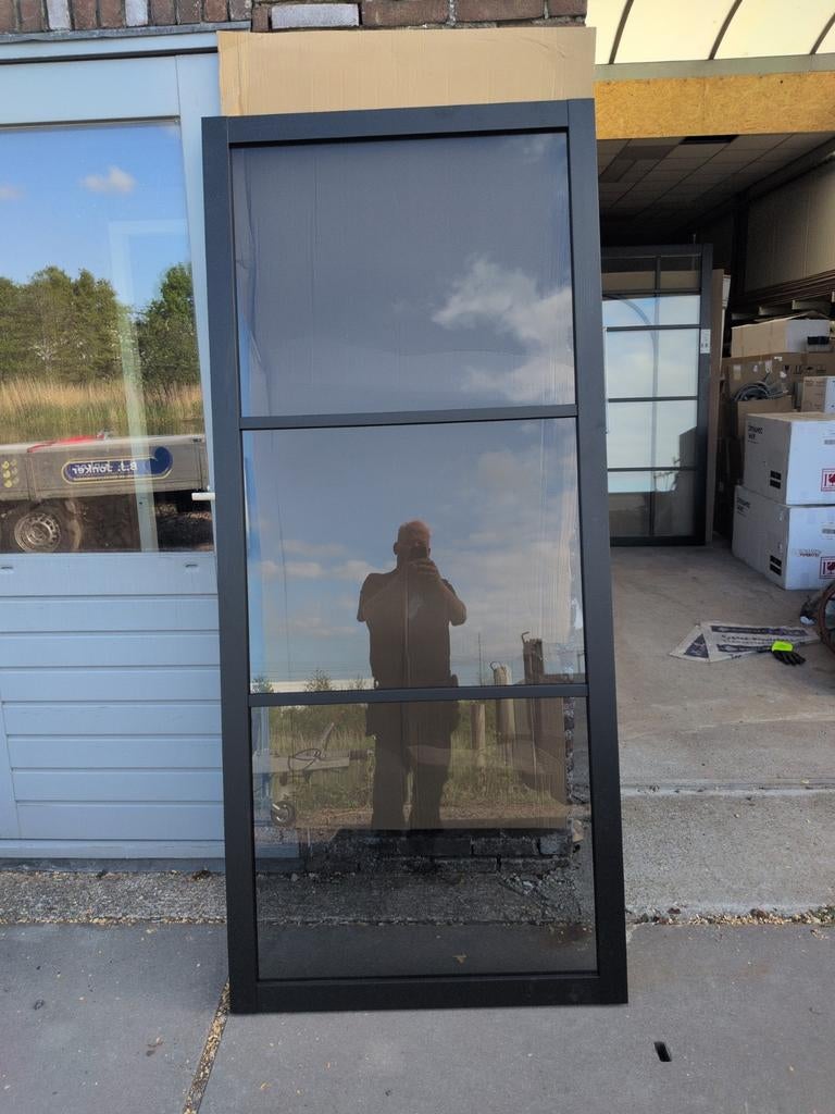 Nieuwe staallook deur  930  2115 smoke glas, Doe-het-zelf en Verbouw, Deuren en Horren, Ophalen, Binnendeur, Nieuw, Glas