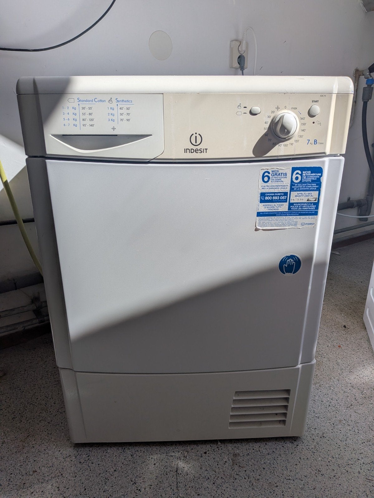 Indesit IDC75B(EU) wasdroger – 7 kg – goed werkend, Witgoed en Apparatuur, Wasdrogers, Ophalen, 6 tot 8 kg, Gebruikt, Luchtafvoer