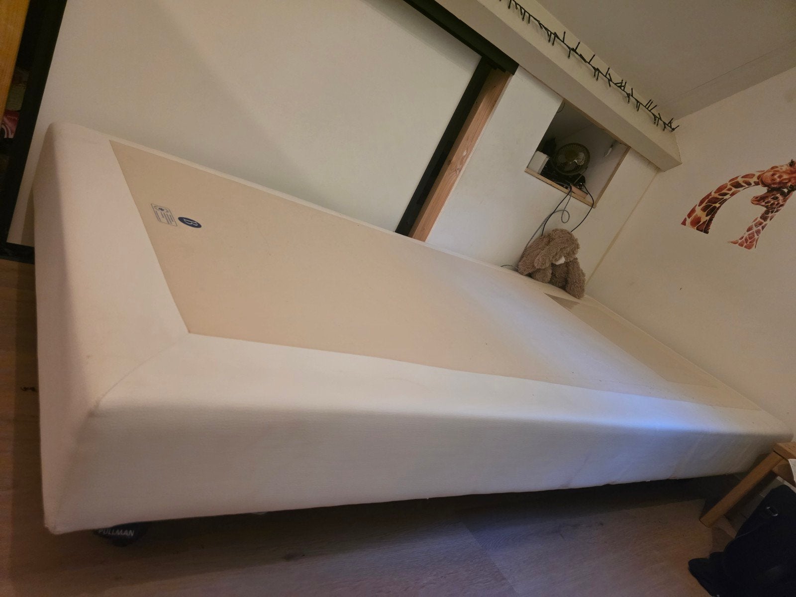 Pullman electrische boxspring  met Pullman matras 90 x 200, Ophalen, 90 cm, Eenpersoons, Stof
