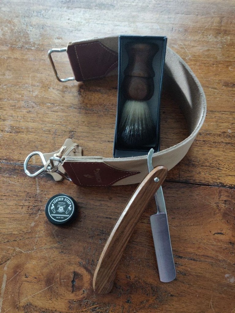 Klassiek scheermesset:Alum blok,  Mes, lederen riem, borstel, Ophalen, Overige kleuren, Overige merken, Overige typen