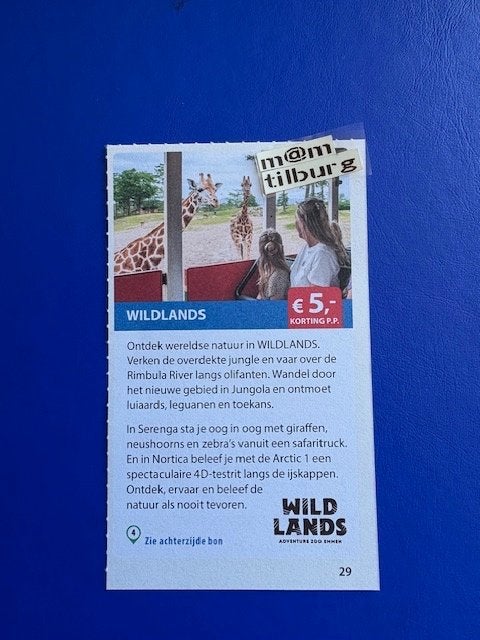 WILDLANDS €5,- p.p.korting tot 1-7-2027, Drie personen of meer, Kortingskaart
