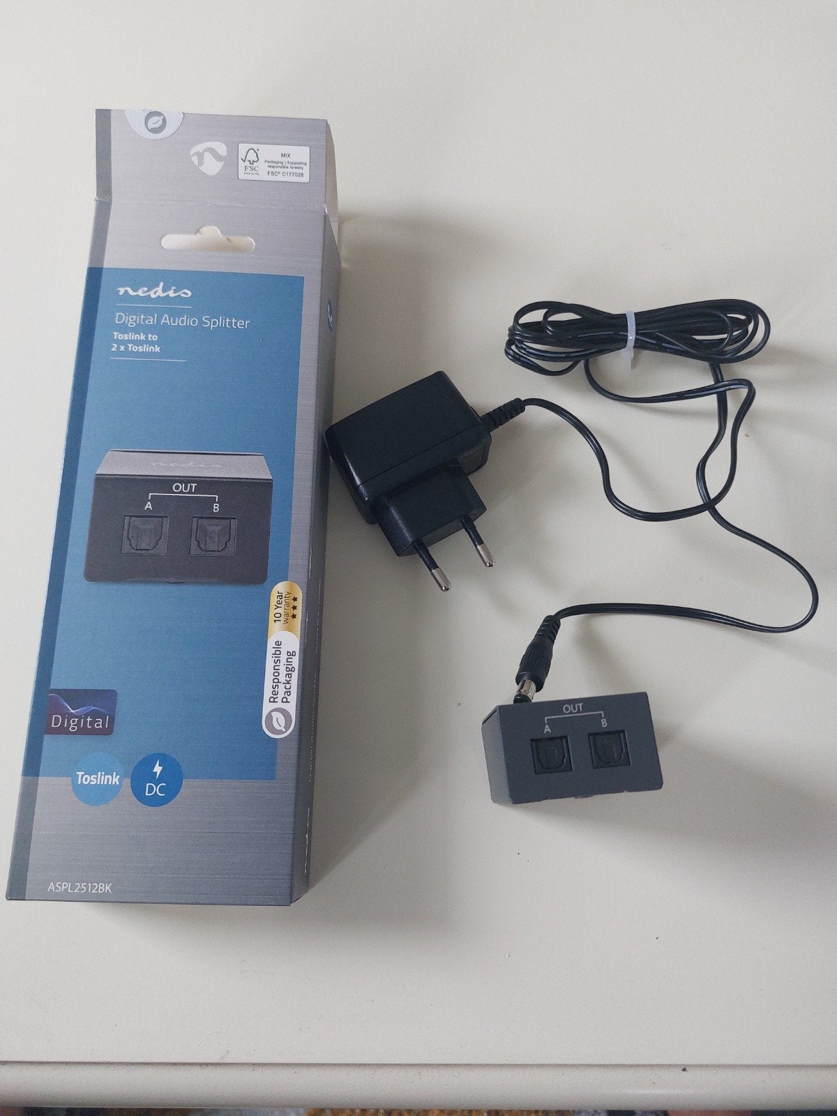 Nedis Digitale Audio Splitter Toslink (1 naar 2), Ophalen of Verzenden, Nieuw, Optische kabel