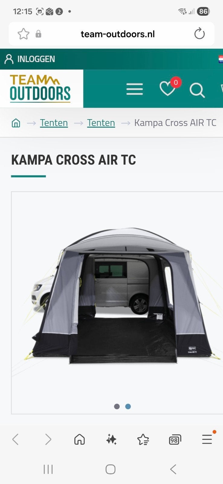 Bustent. Kampa Cross air. T.c., Caravans en Kamperen, Tenten, Ophalen