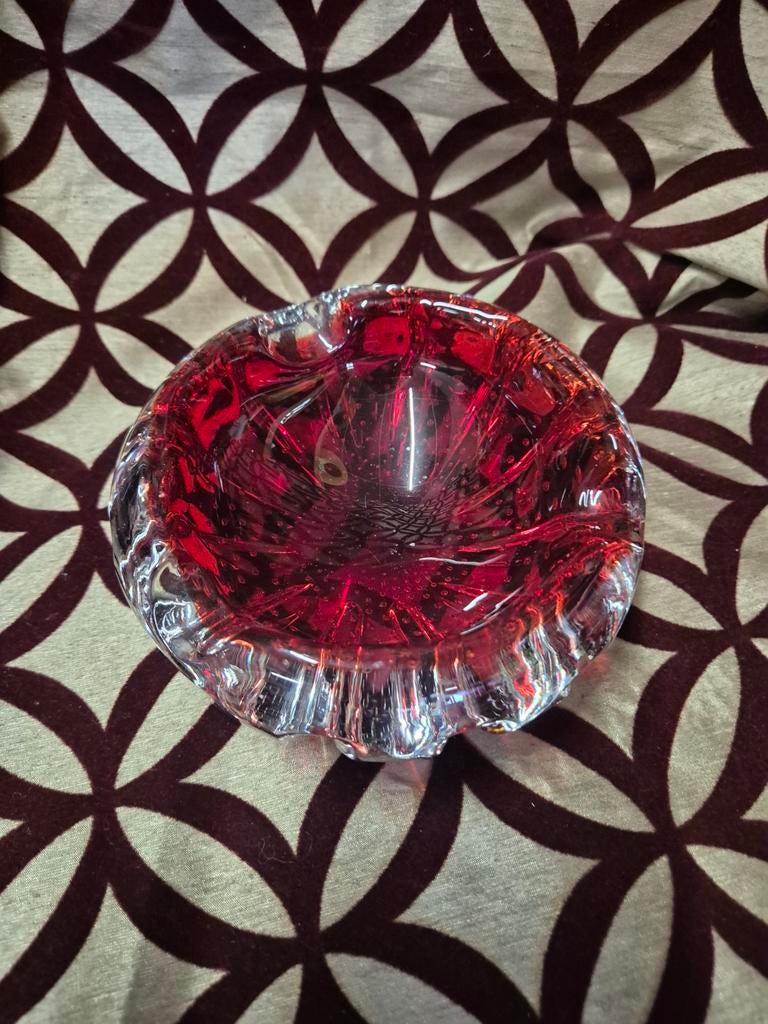 Vintage Murano Glas Asbak Rood - Jaren '60, Antiek en Kunst, Antiek | Glas en Kristal, Ophalen of Verzenden