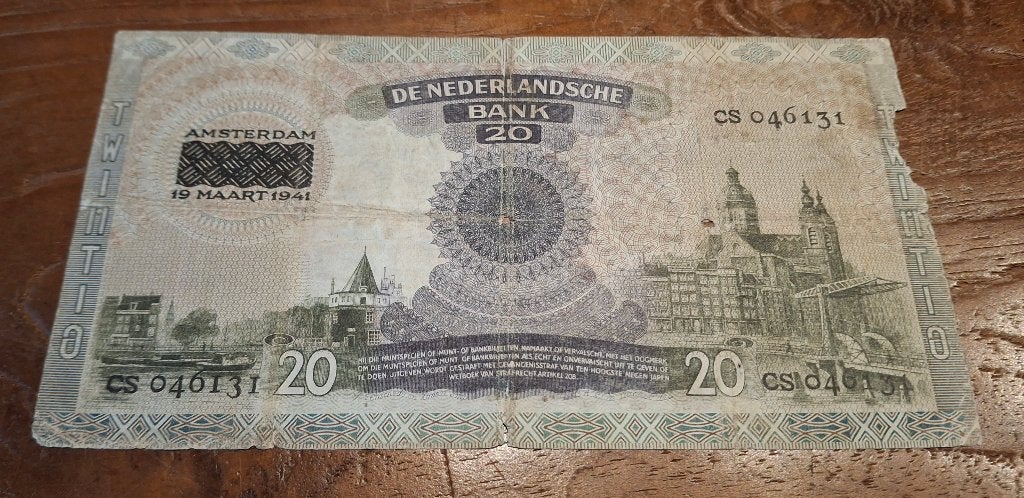 Emma  Overdruk  58-2  20 gulden 1939, Postzegels en Munten, Bankbiljetten | Nederland, Ophalen of Verzenden, 25 gulden, Los biljet