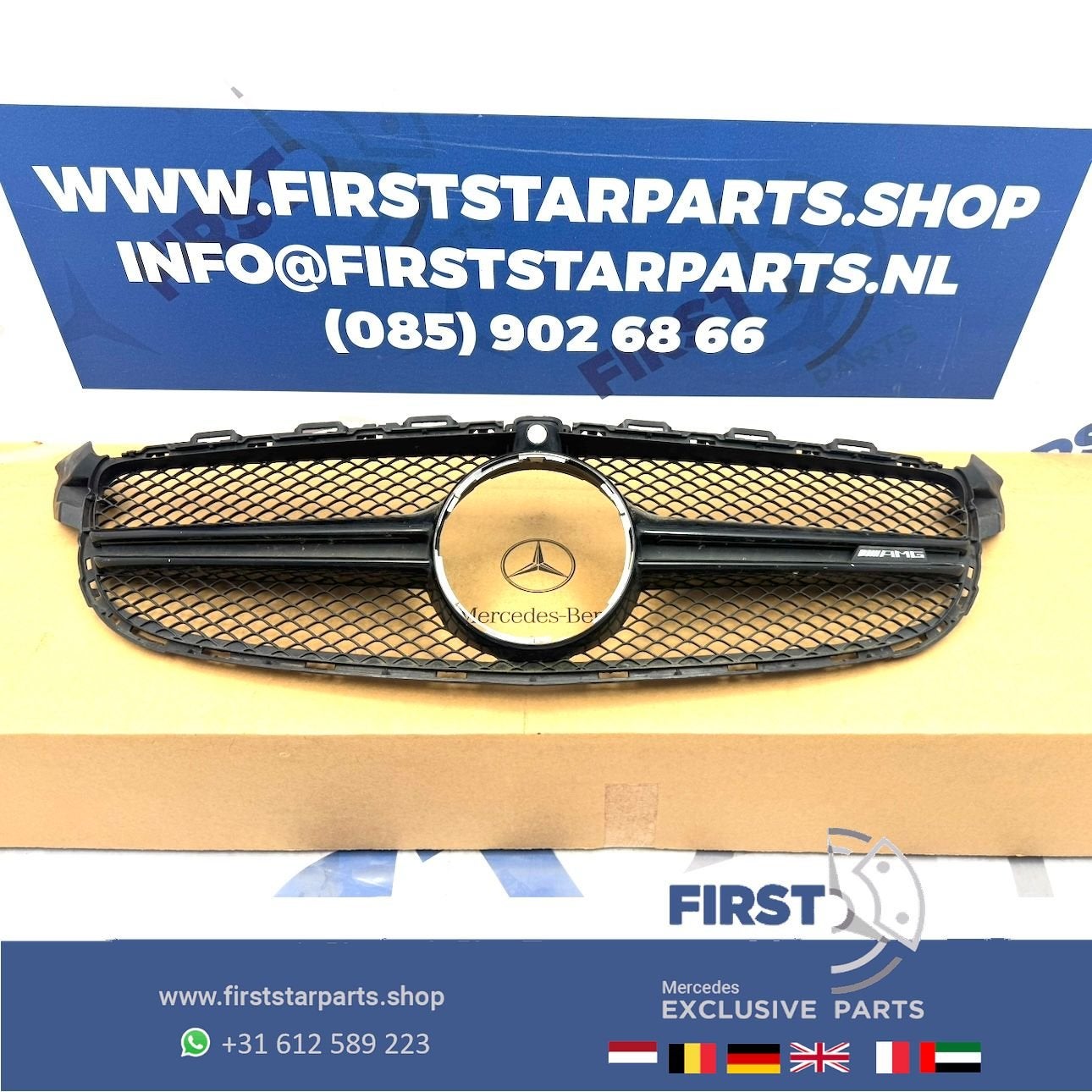W205 C63 AMG gril zwart Mercedes C Klasse 2014-2019 grille S, Gebruikt, -, Ophalen of Verzenden, -