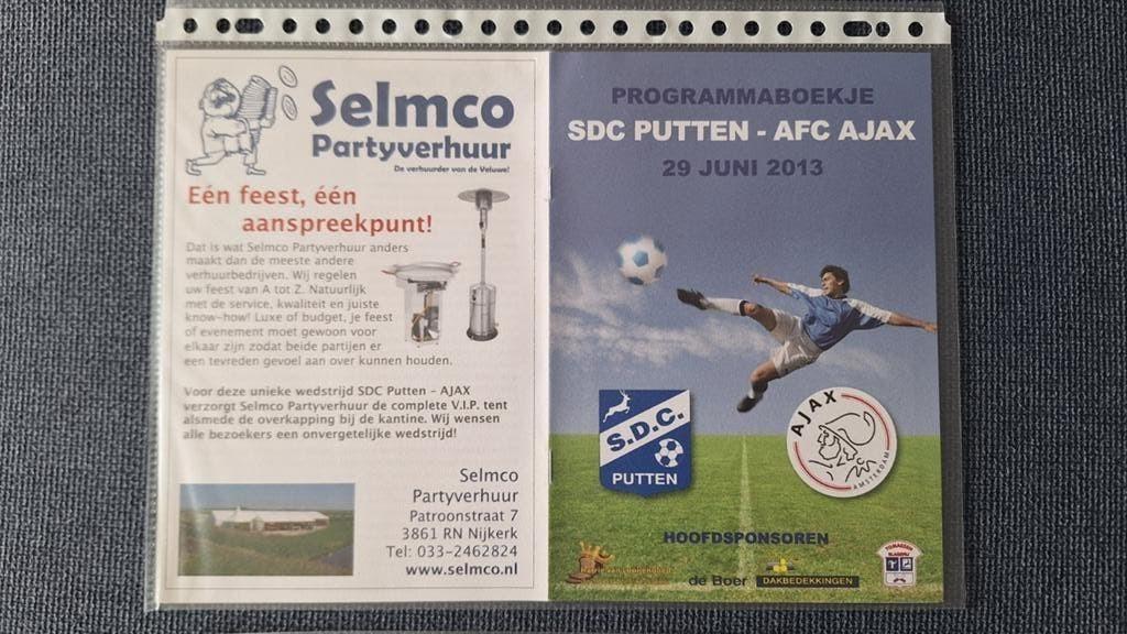 SDC PUTTEN - AJAX 29 juni 2013, Tickets en Kaartjes, Twee personen, Juni