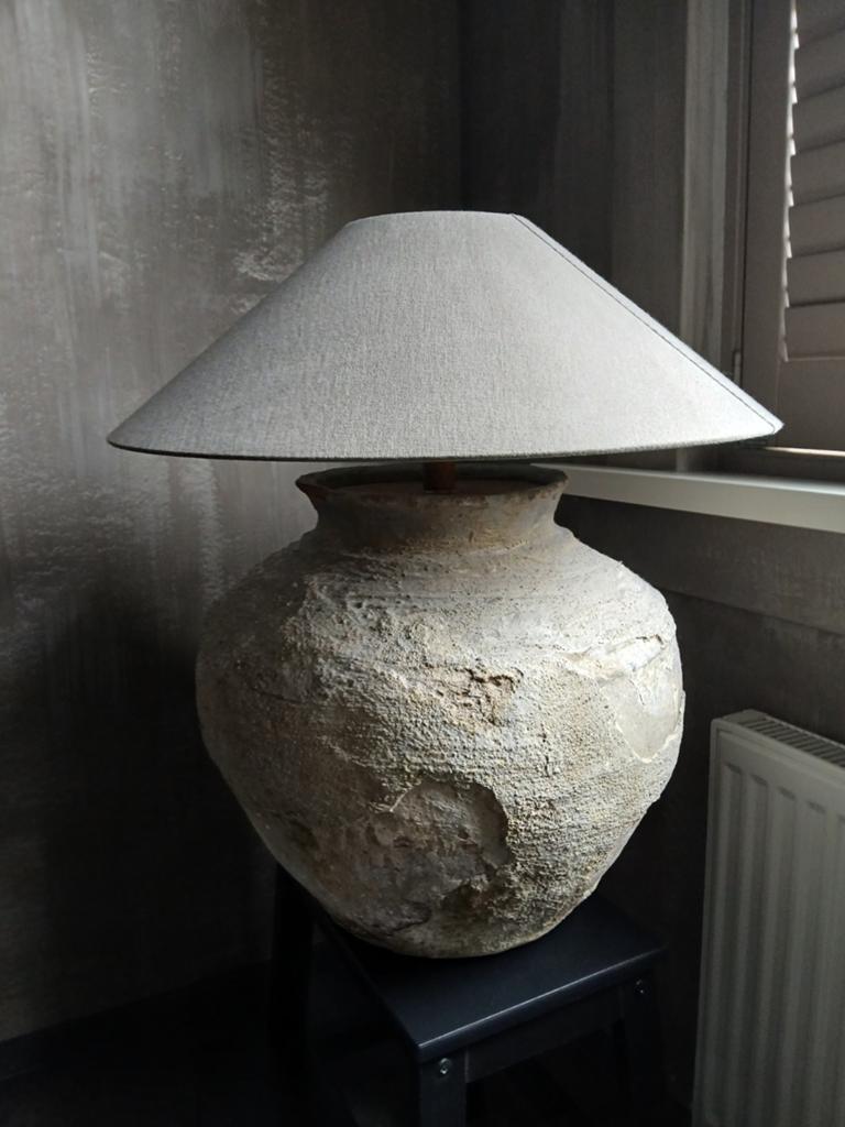 Kruiklamp met herfst lampenkap, Huis en Inrichting, Ophalen, Zo goed als nieuw, Steen/keramiek