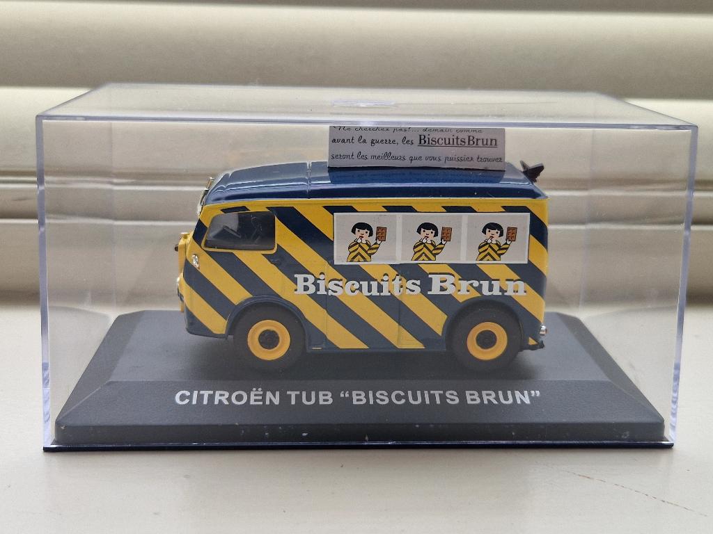 IXO - Citroen TUB ''Biscuits Brun'' - 1:43 geel+blauw - GOED, Ophalen of Verzenden, Gebruikt, Auto, Overige merken