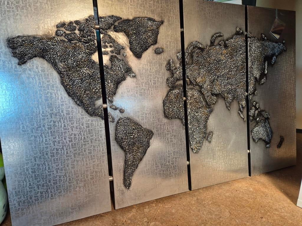 4 luik schilderij 3d wereld, Ophalen of Verzenden, Zo goed als nieuw