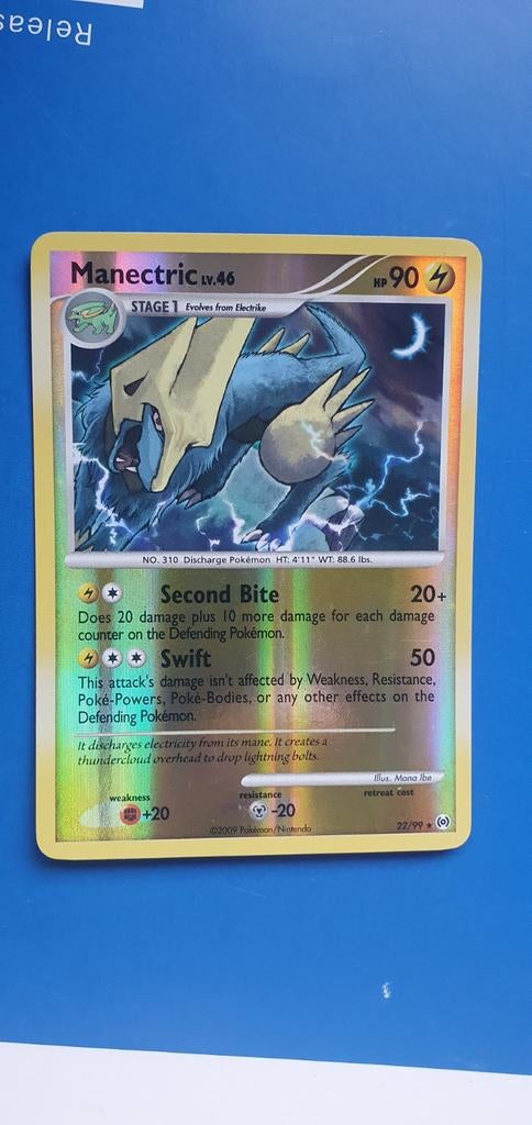 Manectric 22/99 reverse holo pokemon kaart, Ophalen of Verzenden, Zo goed als nieuw