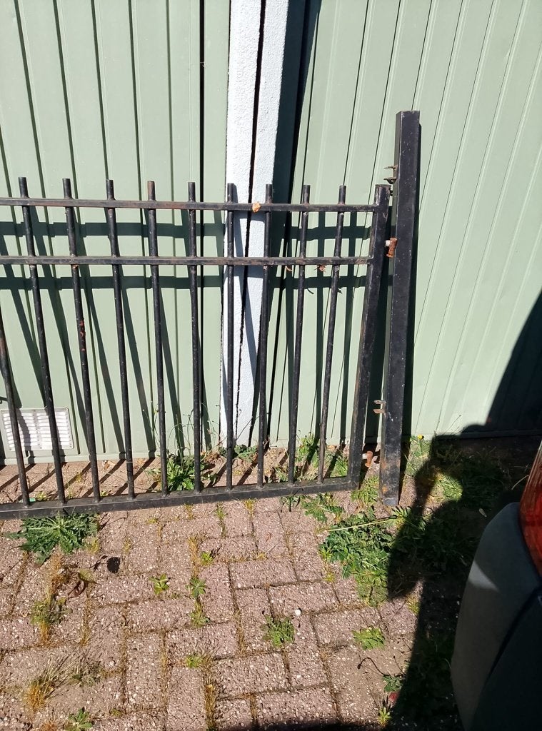 Dubbele  sierpoortje, Tuin en Terras, Tuinhekken en Hekwerk, Ophalen, Gebruikt, IJzer, Sierhekwerk