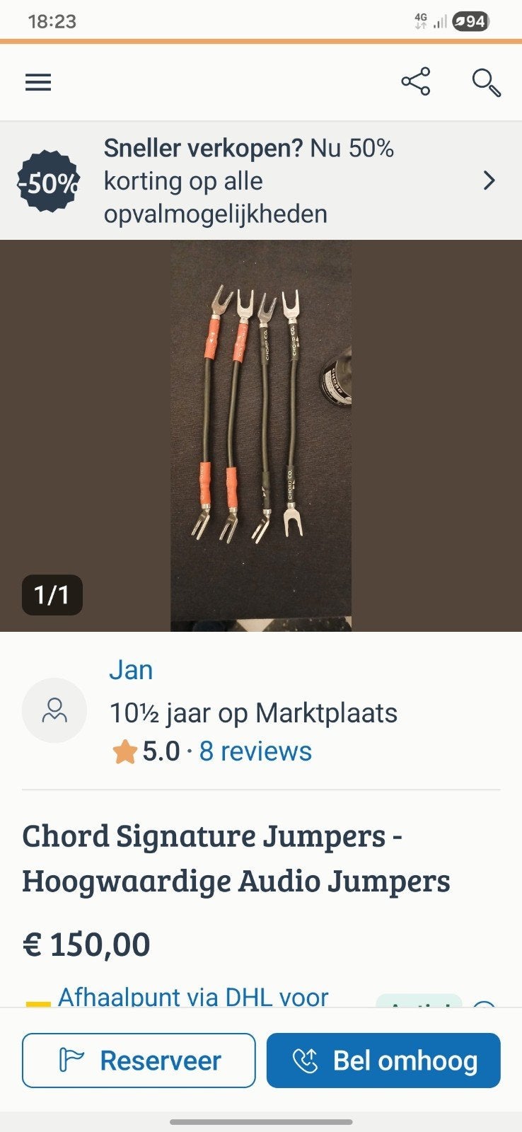 Chord Signature Jumpers - Hoogwaardige Audio Jumpers, Ophalen of Verzenden, Zo goed als nieuw, Minder dan 2 meter, Luidsprekerkabel