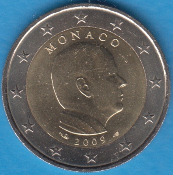 Monaco 2 euro Albert II 2009 UNC in munthouder, Ophalen of Verzenden, Monaco, 2 euro, Losse munt