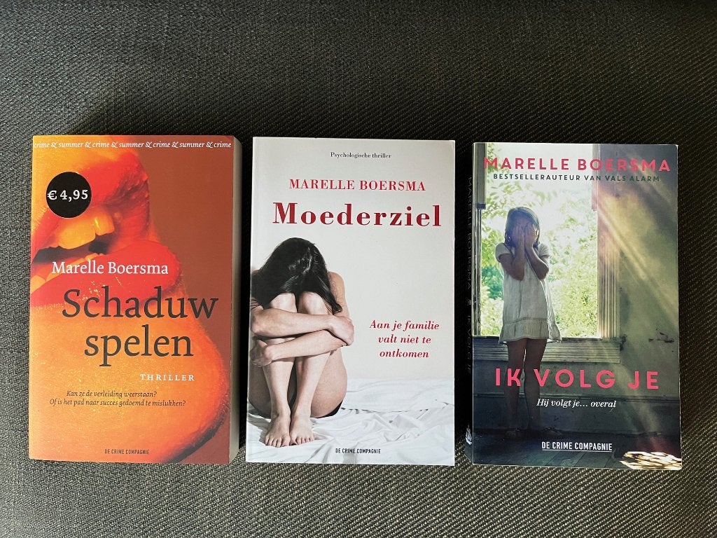 Marelle Boersma - Schaduwspelen + Moederziel + Ik volg je., Boeken, Ophalen of Verzenden, Zo goed als nieuw, 3 x Marelle Boersma