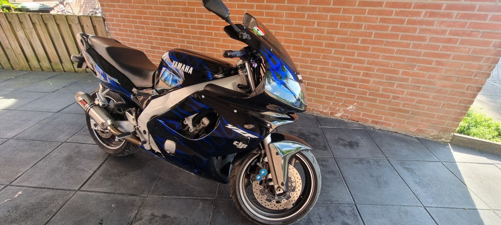 Yamaha YZF 600R Thundercat - Zwart met blauwe vlammen, Motoren, Motoren | Yamaha, 4 cilinders, Motorrijbewijs A, Gebruikt, Meer dan 35 kW