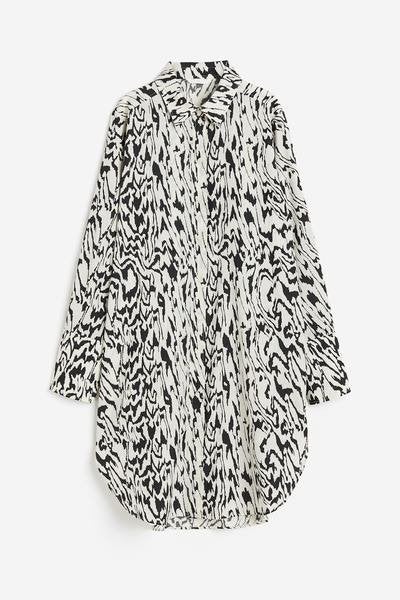 Zwart wit print tuniek blouse oversized, Kleding | Dames, H&M, Verzenden, Nieuw, Blouse of Tuniek