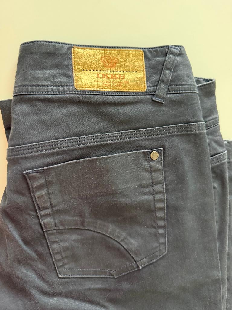 IKKS blauwe shiny dames jeansmodel broek, Maat 38/40 (M), IKKS, Blauw, Ophalen of Verzenden