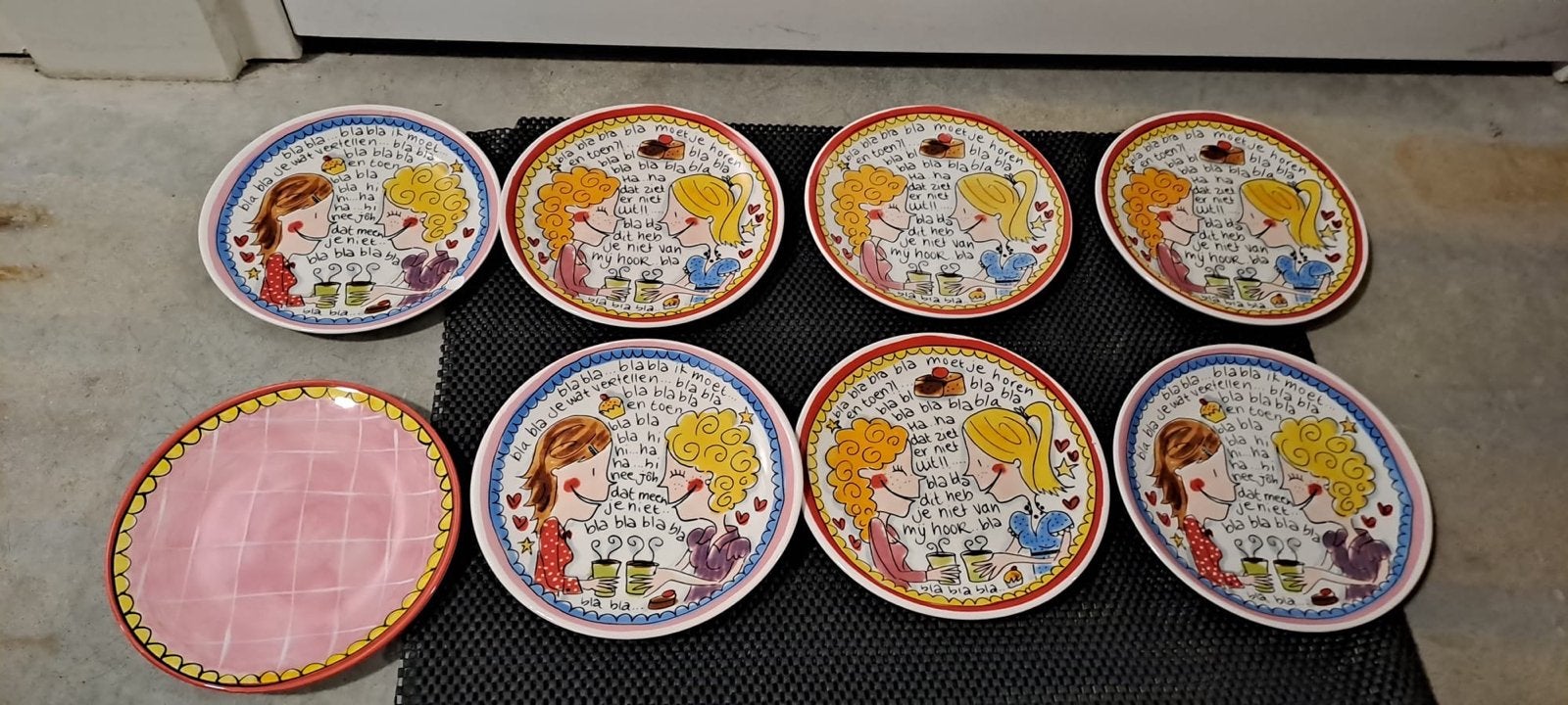 Blond Amsterdam gebaksbordjes - Even bijkletsen, Huis en Inrichting, Keuken | Servies, Ophalen of Verzenden, Zo goed als nieuw
