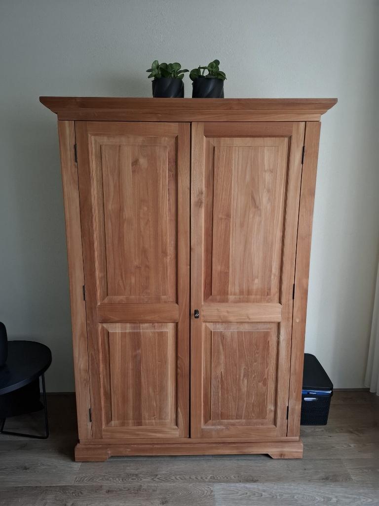Teakhouten computerkast te koop, Ophalen, Gebruikt, Teakhout, 40 tot 80 cm