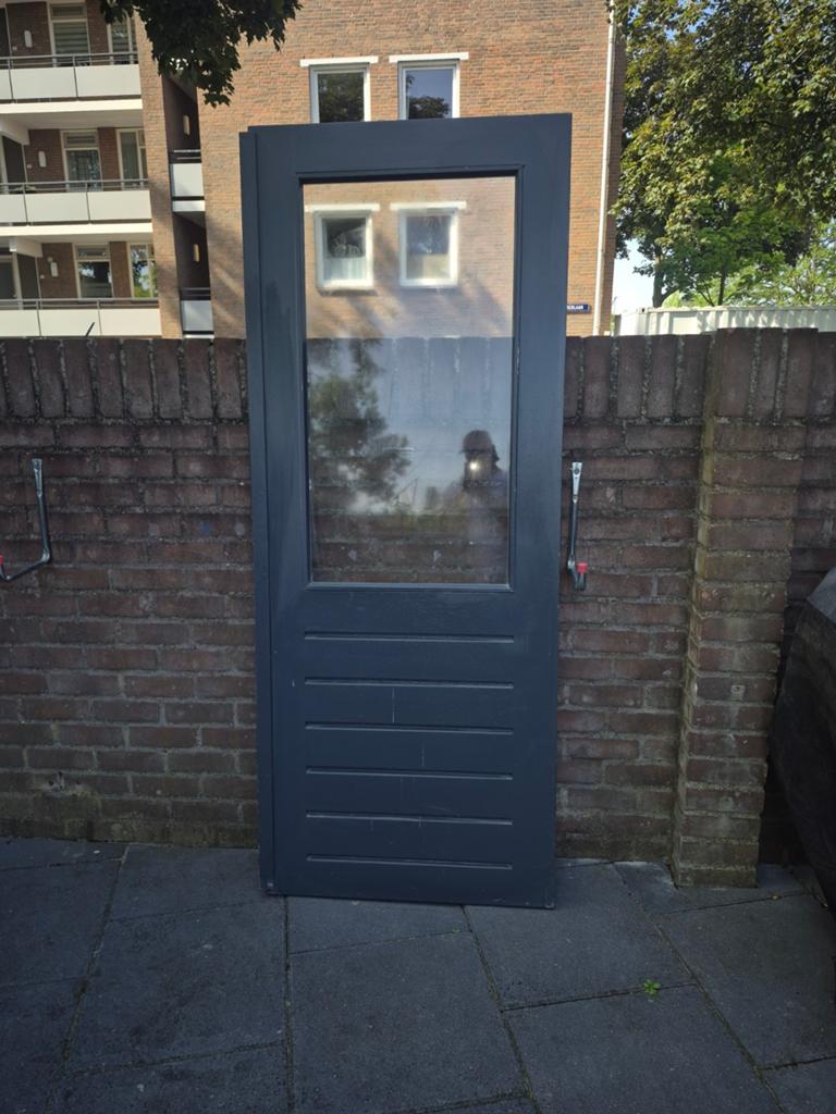Dubbele deur met gehard glas - 83x211 cm, Gebruikt, 80 tot 100 cm, 215 cm of meer, Ophalen of Verzenden