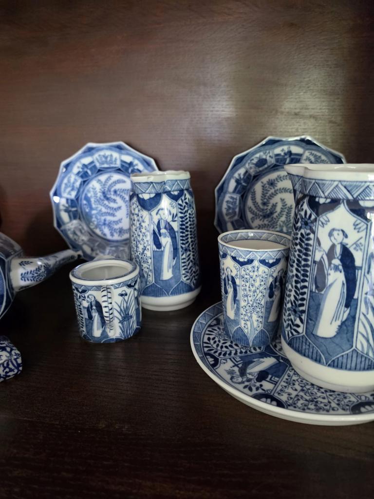 Antiek Delfts Blauw Servies - Handgeschilderd Porselein, Ophalen of Verzenden