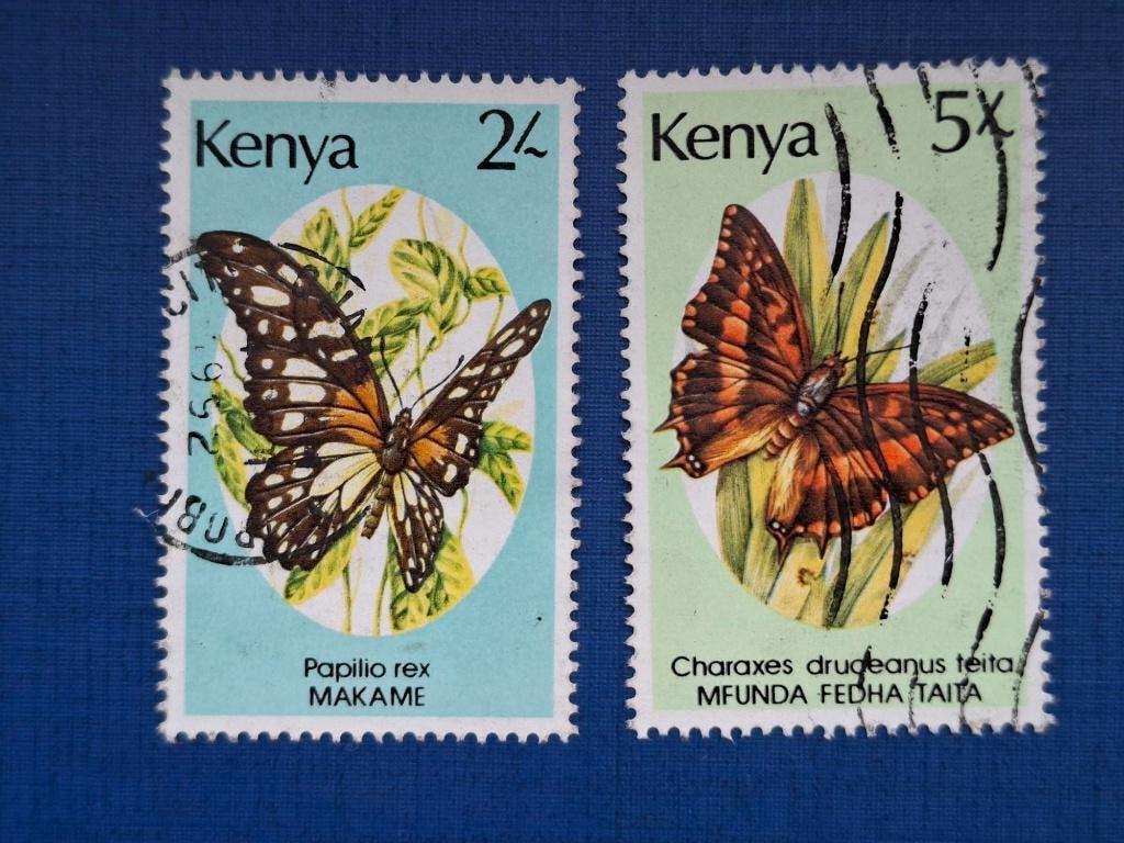 Postzegel Kenia 1988 2 zegels Vlinders 10-05, Ophalen of Verzenden, Overige landen, Gestempeld