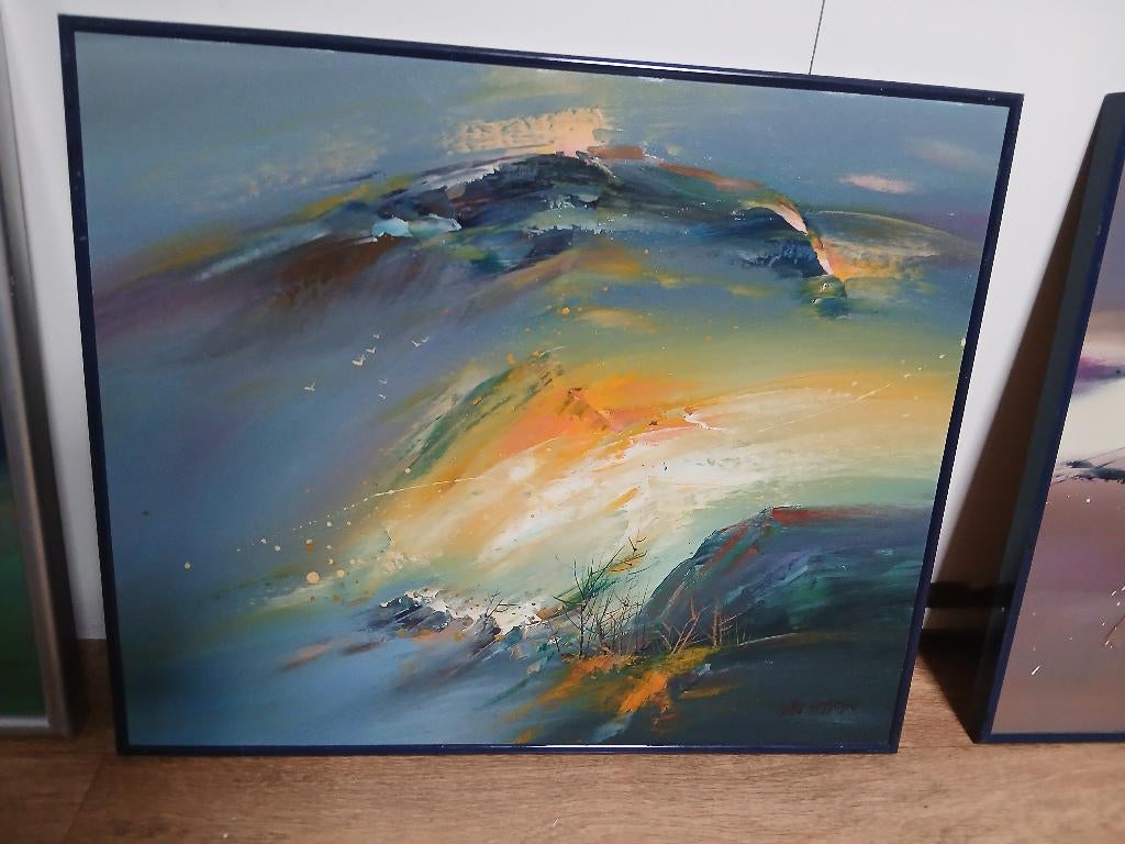 Van Hussen 7 stuks abstracte schilderijen / ook per stuk., Ophalen