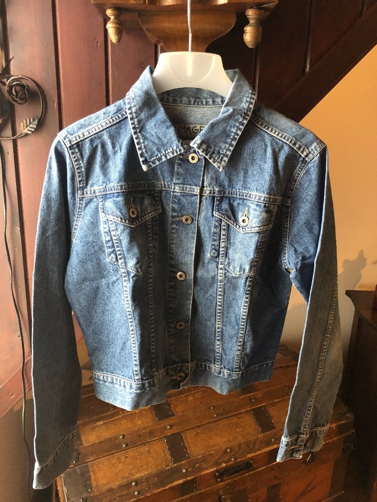 Jeans jack / spijkerjack vintage Image maat M, Maat 38/40 (M), Blauw, Image, Ophalen of Verzenden