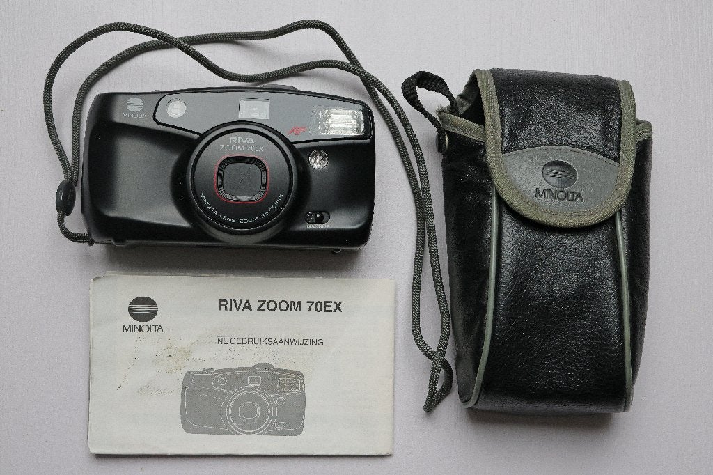 Minolta Riva Zoom 70EX, in uitstekende staat!, Audio, Tv en Foto, Fotocamera's Analoog, Ophalen of Verzenden, Zo goed als nieuw