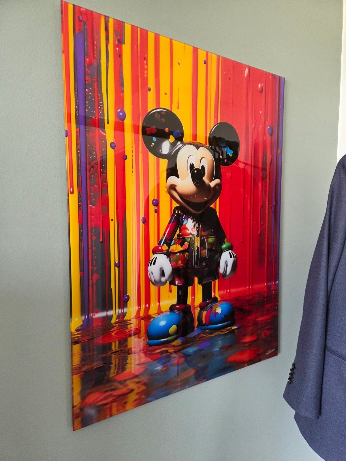 Mickey Mouse Pop Art Schilderij - Levendige Kleuren, Ophalen, Glas, Ophangklaar, Stripfiguren/cartoons