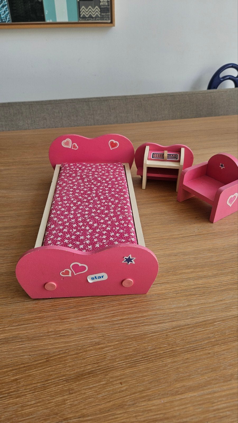 Vintage Barbie Slaapkamer Set - Bed, Bureau, Stoel (80s 90s), Ophalen of Verzenden, Gebruikt, Toebehoren