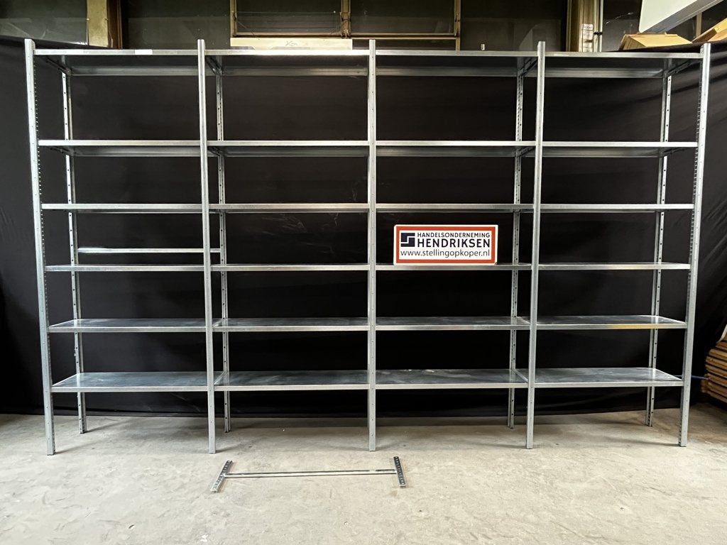 Stalen stelling / stellingkast / legbordstelling 405x32x250, Gebruikt, Handelsonderneming Hendriksen, Ophalen of Verzenden, Munstermanstraat 6 - Hal 3 - Silvolde