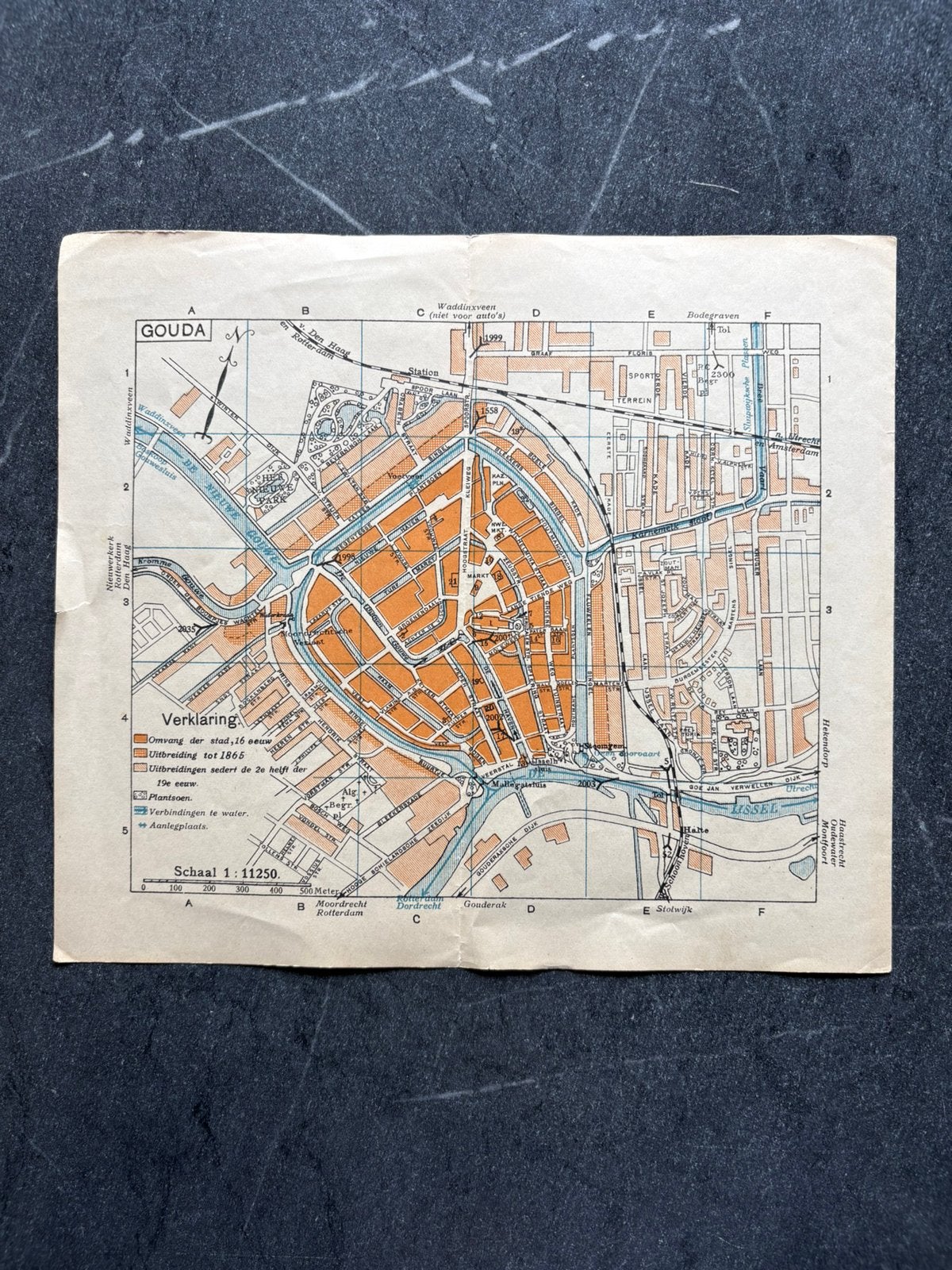 Gouda plattegrond decoratie, Ophalen of Verzenden, 1800 tot 2000, Nederland, Landkaart