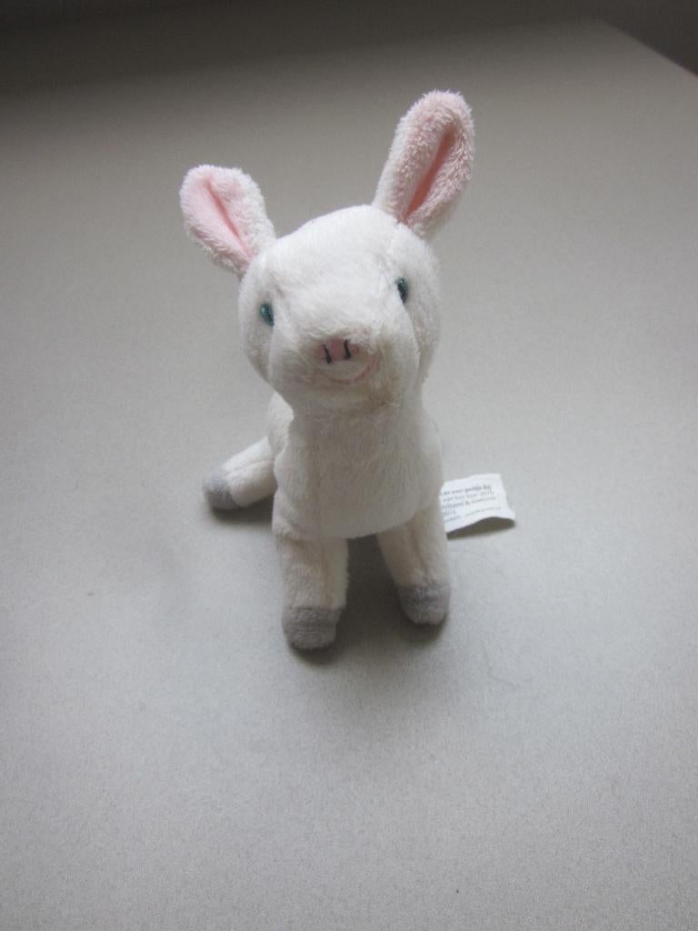 Wit pluche vingerpop geitje uit We hebben er een geitje bij, Kinderen en Baby's, Speelgoed | Knuffels en Pluche, Paard, Overige merken