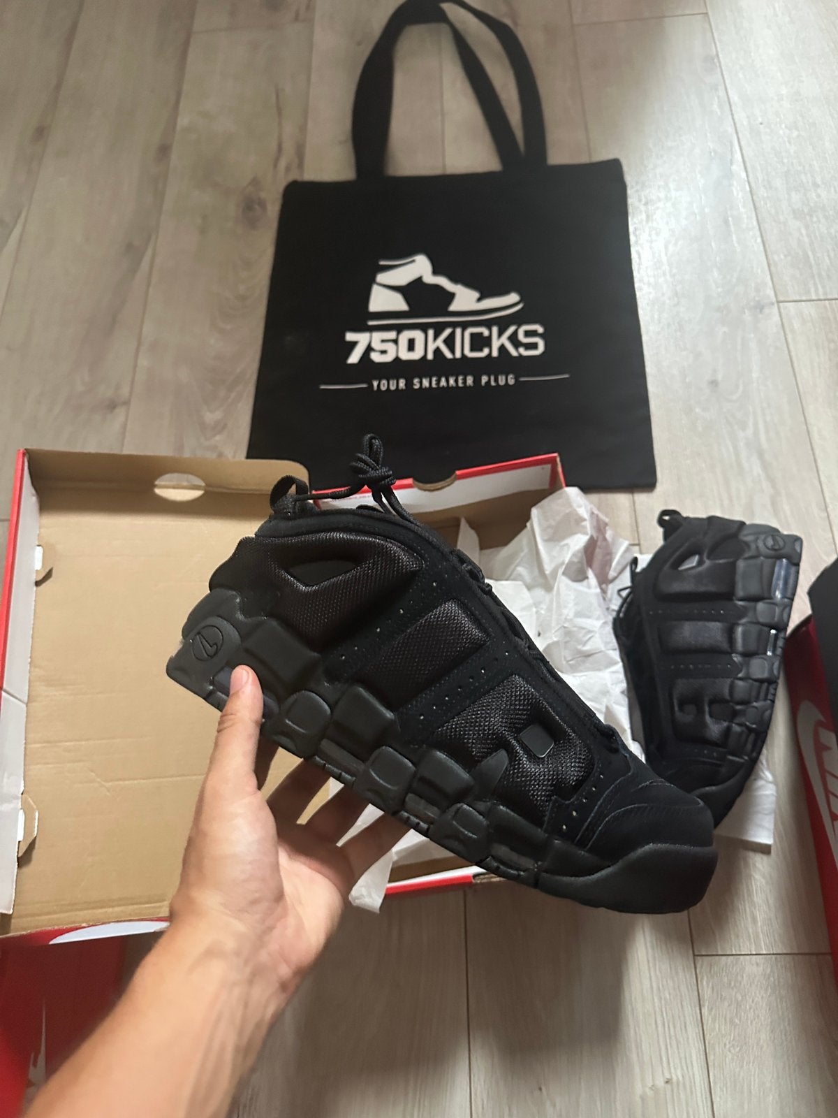Nike Air More Uptempo Low Triple Black IM6649-001 Maat EU44, Zwart, Nieuw, Ophalen of Verzenden, Sneakers of Gympen
