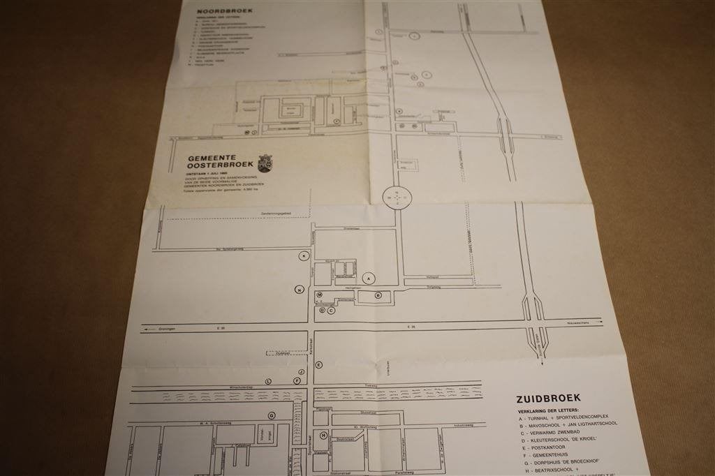Kaart Gemeente Oosterbroek [Noord- en Zuidbroek] 1965, Ophalen of Verzenden, Zo goed als nieuw