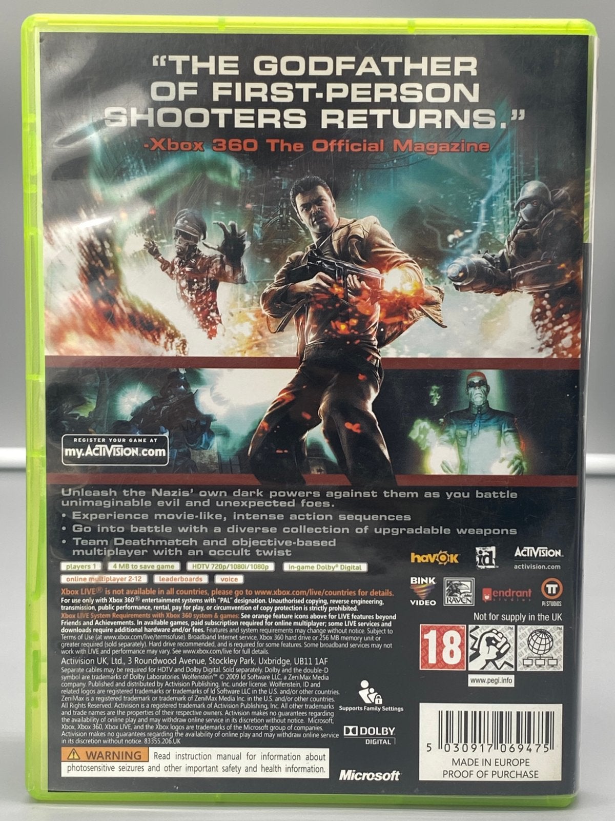 Wolfenstein – Xbox 360, Vanaf 18 jaar, Shooter, Www.ravenstudios.com, Gekoppelde computers