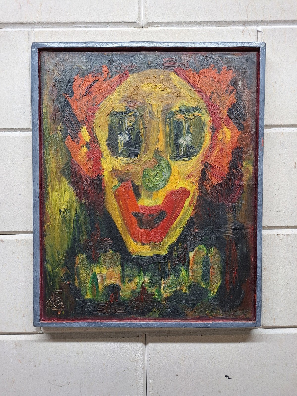 Olieverfschilderij Clown Gezicht - Expressief Kunstwerk, Ophalen of Verzenden