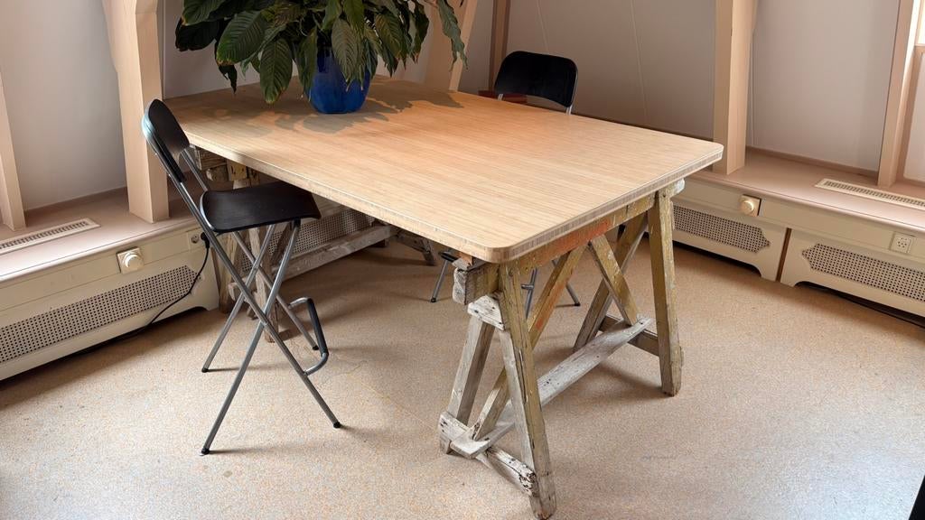 Bamboe tafel 200x100cm, Ophalen, Zo goed als nieuw, Rechthoekig, 50 tot 100 cm