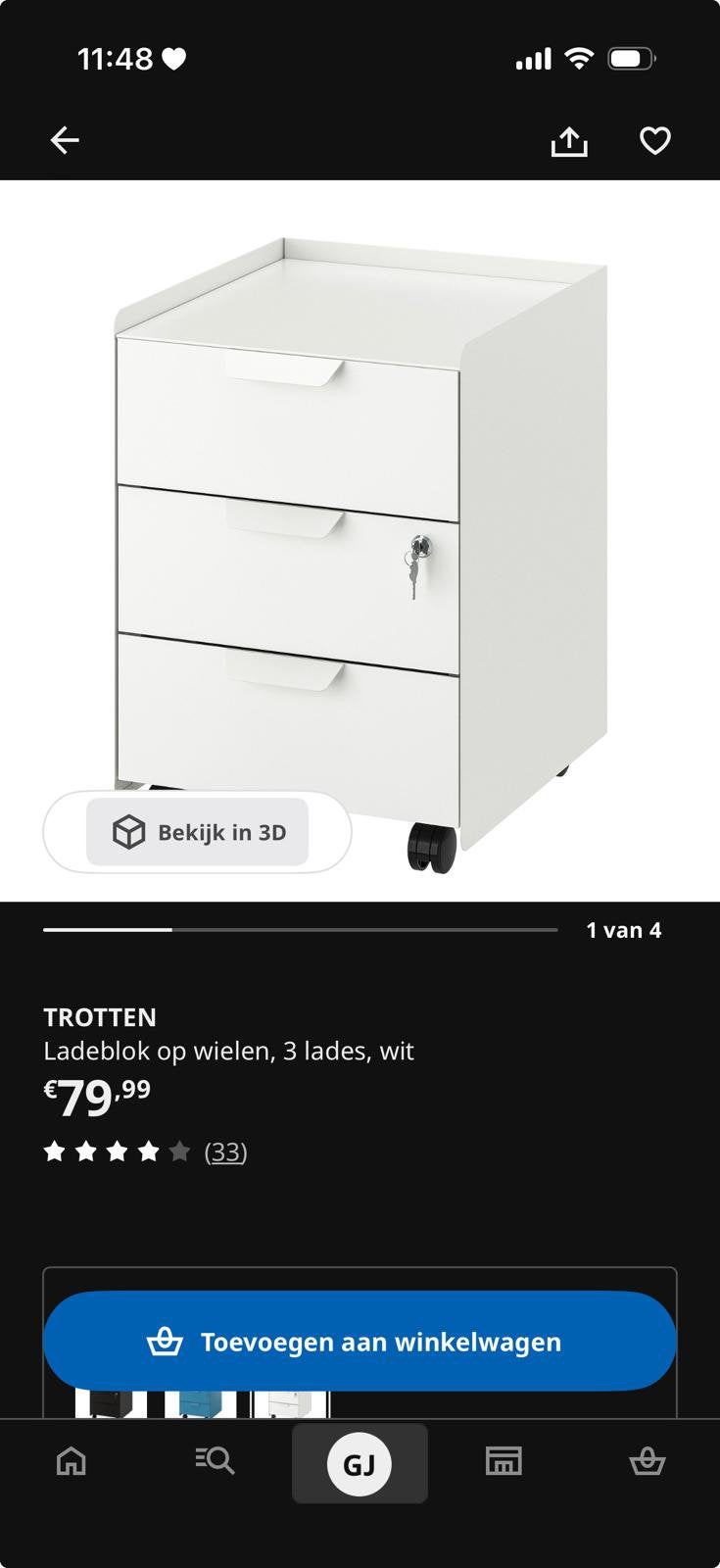 IKEA TROTTEN LADEBLOK, Ophalen, Zo goed als nieuw