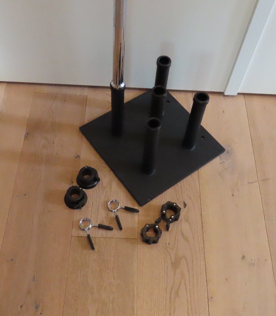 Halterstang 167cm x 30mm. & Halterstandaard + 6 Sluitingen., Ophalen, Zo goed als nieuw, Halterstangen