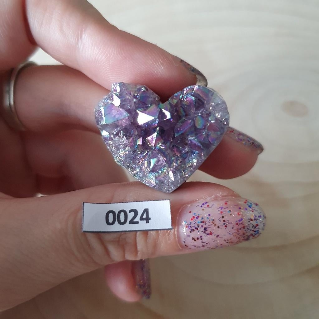 Edelsteen, Amethist hart ruw NR24, cadeau, verzamelen  
