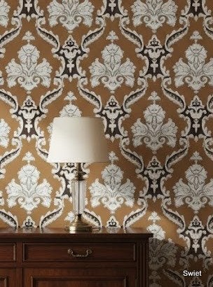 14232 warm barok behang bruin wit greige vintage swiet, Verzenden, Bruin