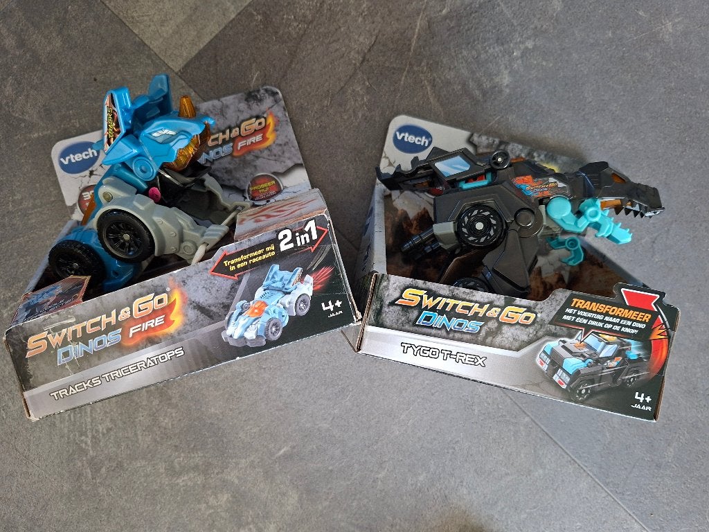 Switch&Go Dinos tranformers Tygo T-Rex en Tracks Triceratops, Ophalen of Verzenden, Nieuw, 6 jaar of ouder