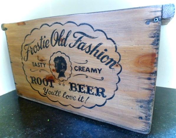 Houten bier krat/kist Root Beer/vintage/Amerikaans/mancave, Huis en Inrichting, Minder dan 50 cm, 50 tot 100 cm, Grenenhout, Ophalen of Verzenden