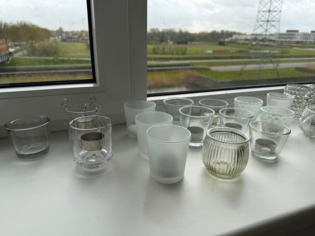 Waxinelichthouders, 21 stuks, Overige materialen, Gebruikt, Overige kleuren, Ophalen of Verzenden