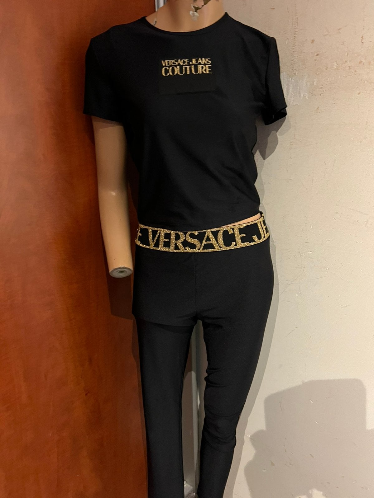 VERSACE set maat M zwart goud origineel zgan, Maat 38/40 (M), Kostuum of Pak, G, Zwart
