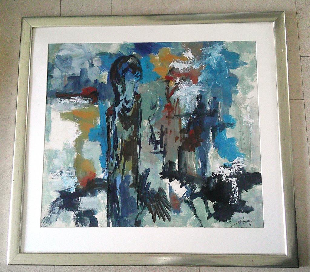 Figuur en figuren in abstract '87 - Jelle Hoogstra 1924-2003, Ophalen of Verzenden